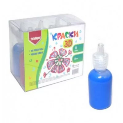 Краска 3D 6цв. INTELLIGENT BS-326 тюбики с острым носиком, в упак ПВХ 309067