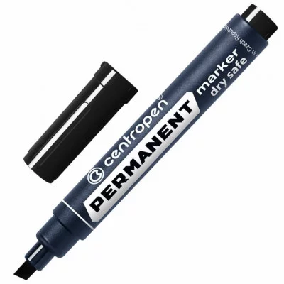 Маркер перманентный CENTROPEN 8516, ЧЕРНЫЙ, скошенный наконечник, 2-5 мм, 5 8516 0112