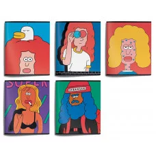 Тетрадь 48 л. А5 лин. скреп. офс. LOREX CARTOON STRANGERS мел. карт. двойная обложка запечатка форзаца, soft touch 249067