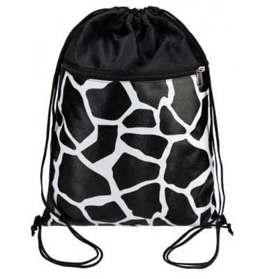 Мешок для сменной обуви, 1 отделение, с карманом, БЕЛО-ЧЕРНЫЙ (МО-4032), принт.ткань МО-4032