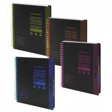 Тетрадь 120л., А5, клетка, Alingar "Colledge ruled", цветная спираль, чёрная пластиковая обложка, цветные пластиковые разделители, ассорти AL10566