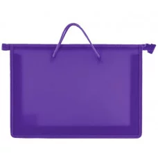 Папка на молнии с ручками ПИФАГОР, А4, пластик, молния сверху, однотонная фиолетовая, 228237