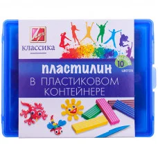 Пластилин ЛУЧ КЛАССИКА 10 цв. в пластиковом боксе 200 г со стеком Луч 149010
