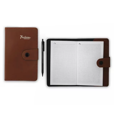 Бизнес- блокнот с авторучкой, 9,5 см * 15,0 см, 7БЦ, Alingar, иск. кожа, клапан на кнопке, 80 л. клетка AL4309