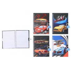 Блокнот детский+замочек МАШИНЫ яркая, цветная обложка 7-БЦ, двойная евроспираль, рисунок-машины МС-5363