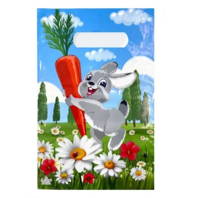 Пакет с прорубной ручкой ТИКО Зайка с морковкой 30*20 1101