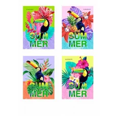 БЛОКНОТ А6 40л. на гребне ТУКАН И ТРОПИЧЕСКИЕ ЦВЕТЫ Б40-5884 ассорти, цвет.мелов.обл,офсет, клетка