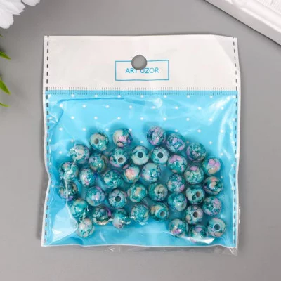 Бусины для творчества пластик "Шарики шамот голубой" набор 20 гр d=1 см 6301289