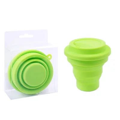 Стакан для ИЗО "School" силиконовый, складной, в собранном виде 80x90x80 мм, в сложенном 80x10x80 мм, с силиконовой крышкой, неоновый салатовый 8071303