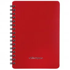 Записная книжка А6 60л. на гребне OfficeSpace Base красная пластиковая обложка 310424