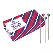 Булавки офисные 38мм круглая головка ассорти металлические 100шт/уп к упак ATTOMEX 4130300 383177