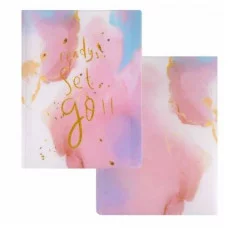 Папка с 20 вкладышами Alingar А4 310х235 мм пластик 400 мкм мраморный дизайн с надписью "Ready" розовый 1шт AL12804/1