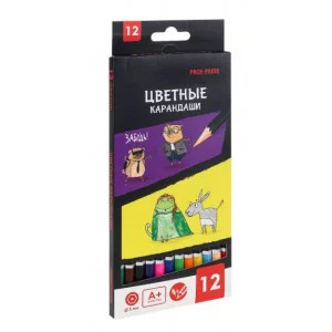 Карандаши цветные, 12 цв, дерево MINI FRIENDS (КЦ-3707) набор, гексаг, 2М, гриф. d=3мм, КЦ-3707