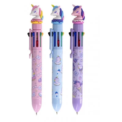 Ручка шариковая Yalong "Единорожка", 0,7 мм, 8 цветов, автоматическая, цветной пластиквый корпус, карт. уп. YL232656