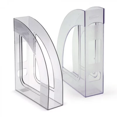 Лоток вертикальный для бумаг СТАММ "Респект", ширина 70 мм, прозрачный, ЛТ144