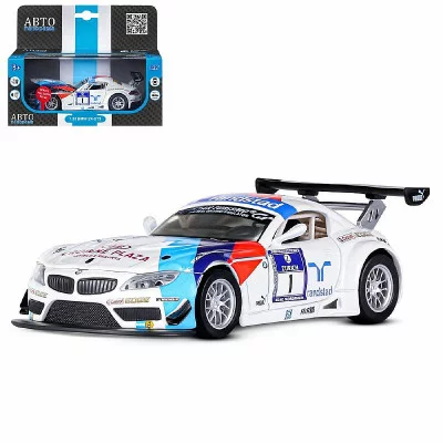 ТМ "Автопанорама" Машинка металлическая 1:32 BMW Z4 GT3, белый, свет, звук, откр. двери и капот, инерция, в/к 17,5*13,5*9 см JB1251302