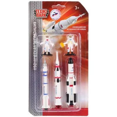 Модель металл КОСМИЧЕСКАЯ ЭКСПЕДИЦИЯ 3 ракеты и 2 чел. блист. Технопарк 1089142-R