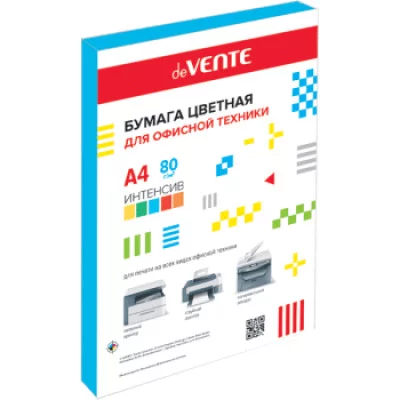 Бумага цветная А4 80г/м2 интенсив 100л синий DEVENTE 2072406 461042