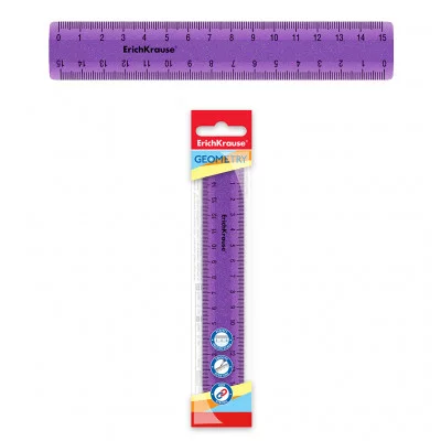 Линейка пластик 15см тонированный сиреневый с блестками е/п ERICH KRAUSE 53022 154562