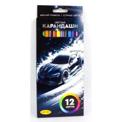 Карандаши 12цв., ТМ "Лимпопо" "Лунный драйв"  пластиковые КарЦ1221