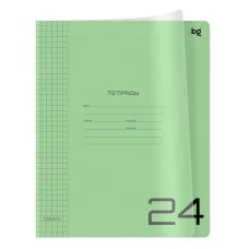 Тетрадь 24л. клетка BG "UniTone. Green", пластиковая прозрачная обложка 379171