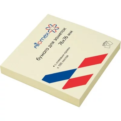 Блок самоклеящийся стикеры 76*76 80л желтый ATTOMEX 2010701 581811