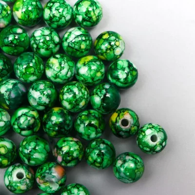 Набор бусин для творчества пластик "Мраморные. Малахит" d=0,8 см набор 20 гр   7490016