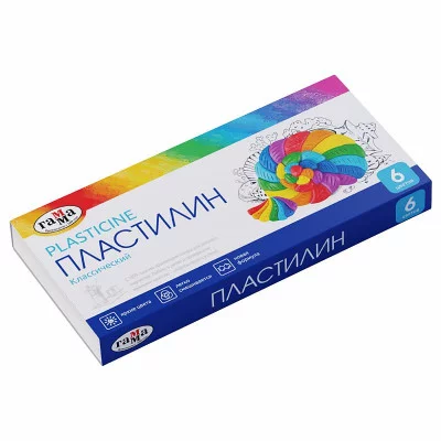Пластилин Гамма "Классический", 06 цветов, 120г, со стеком, картон. упаковка 268014