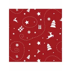 Коробка квадратная одинарная Елки на красном 15,5х15,5х9 см ПП-9807