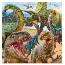 Пазл фигурный на подложке. 80 деталей. Динозавры. 30х30,5 см. ГЕОДОМ