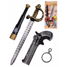 Игровой набор "Пиратский остров-7"труба, серьга, ружье, кутласс, на планшете ИН-0229