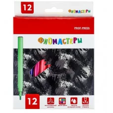 Фломастеры с вентилир колпачком 12цв. МИЛИТАРИ (ФВ-2568) в картон.коробке, ФВ-2568