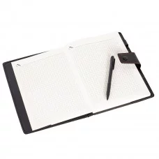 Бизнес- блокнот с авторучкой, 15,0 см * 21,5 см, 7БЦ, Alingar, иск. кожа, клапан на кнопке, 80 л., клетка AL2668