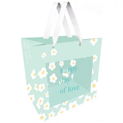 Пакет подарочный 1шт 23*18*10см MESHU "Chamomile field", отд. фольгой, с окошком 339809