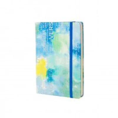 Записная книжка, А6, Alingar, 7БЦ, ПВХ резинке, клетка, 96 л. Трендовые надписи синий AL9305