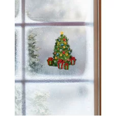 Силиконовая новогодняя наклейка Ёлка с подарками 25*25 см "Собственная разработка" НУ-4974