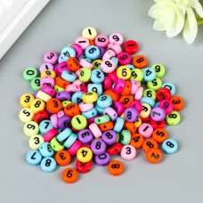Бусины для творчества пластик "Разноцветные цифры" набор 20 гр 0,7х0,7см 2504823