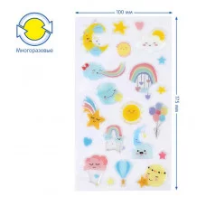 Наклейки гелевые Мульти-Пульти "Сладких снов", 10*22см, 21 наклейка, инд. уп., европодвес 330619