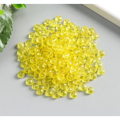 Набор бусин для творчества пластик "Кристалл с гранями жёлтый" 20 гр 0,4х0,6х0,6 см 5131775