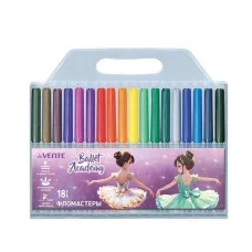 Фломастеры 18цв "Ballet Academy" смываемые вент колп карт упак  DEVENTE 5082524 232431