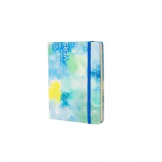 Записная книжка, А7, Alingar, 7БЦ, ПВХ резинке, клетка, 96 л. Трендовые надписи синий 90140 AL9304