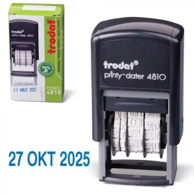 Датер-мини месяц буквами, оттиск 20*4мм синий, TRODAT 4810, корпус черный