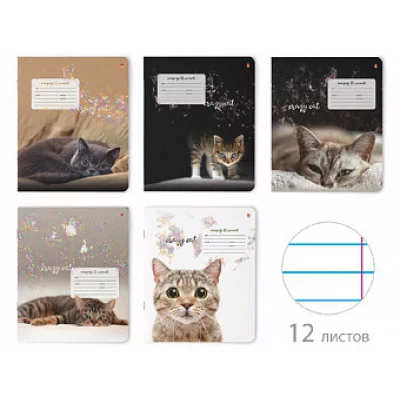 ТЕТРАДЬ 12Л, ЛИН. "УДИВИТЕЛЬНЫЕ КОТЯТА" 5 ВИДОВ ТЛ1370