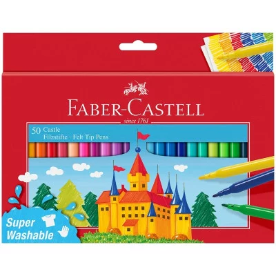 Фломастеры Faber-Castell "Замок", 50цв., смываемые, картон, европодвес 315950