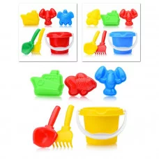 Песочный набор "Пляжный" ( 3 формочки, совок, грабли, ведро) У381