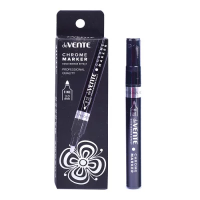 Маркер зеркальный "Chrome" перманентный, круглый пластиковый корпус, пулевидный наконечник, ширина линии 3 мм, длина письма 400 м, цвет - зеркальный хром 5044308