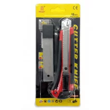 Нож канцелярский (бол) 18мм. DI-779 пластиковый корпус, с резиновыми вставками, роликовый фиксатор, с 3мя сменными лезвиями, асс 332742