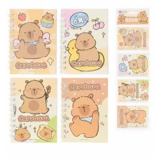 Блокнот детский КАПИБАРА набор 4 штуки двойная евроспираль, яркая обложка с рисунком линейка МС-7339