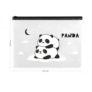 Папка-конверт на zip-молнии MeShu "Hello Panda", А4, 150мкм, прозрачная с рисунком 342735