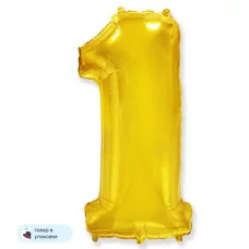 Шар (40\'\'/102 см) Цифра, 1, Золото, 1 шт. в уп. B901761O